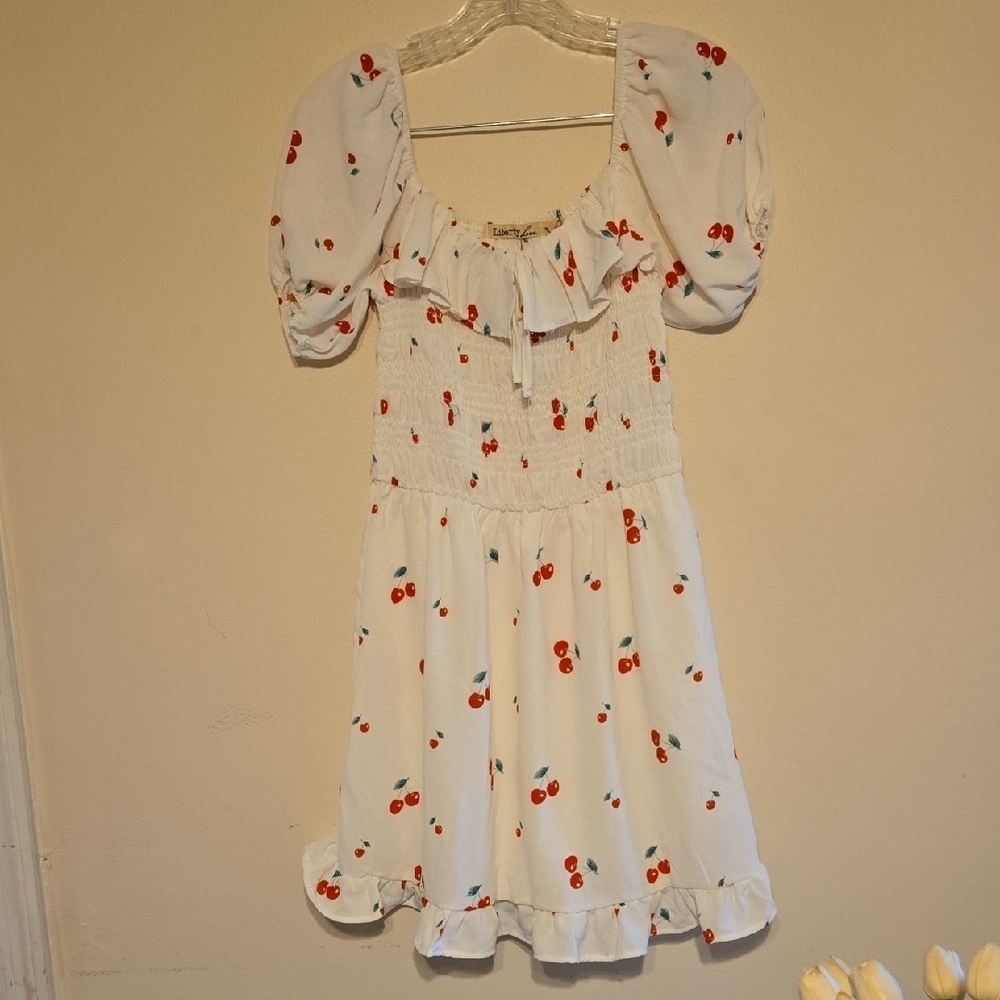 Liberty Love White Dress with Cherry Print SZ S
